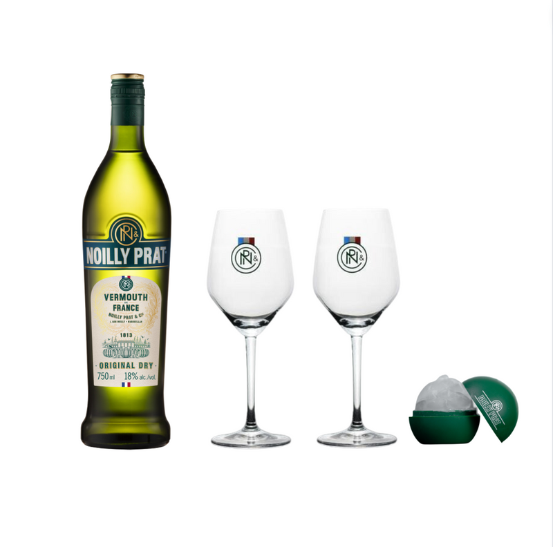 Kit Noilly Prat Original Dry & 2 verres à vin & Moule à Glaçons <br> Vermouth de France <br> <I>75cl</I>