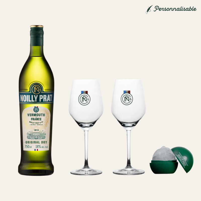 Kit Noilly Prat Original Dry & 2 verres à vin & Moule à Glaçons